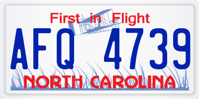 NC license plate AFQ4739