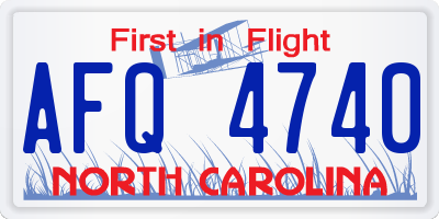 NC license plate AFQ4740
