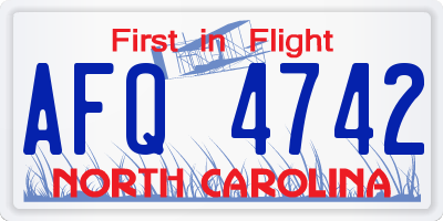 NC license plate AFQ4742