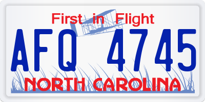 NC license plate AFQ4745