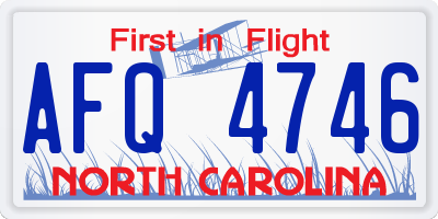 NC license plate AFQ4746