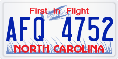 NC license plate AFQ4752