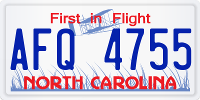 NC license plate AFQ4755