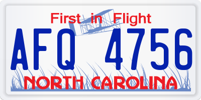 NC license plate AFQ4756