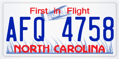 NC license plate AFQ4758