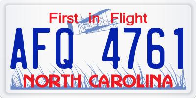 NC license plate AFQ4761