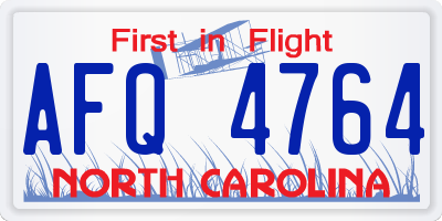 NC license plate AFQ4764