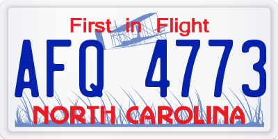 NC license plate AFQ4773