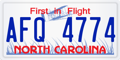 NC license plate AFQ4774