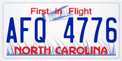 NC license plate AFQ4776