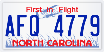 NC license plate AFQ4779