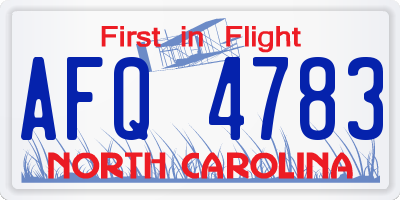 NC license plate AFQ4783