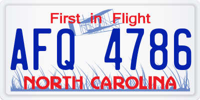 NC license plate AFQ4786