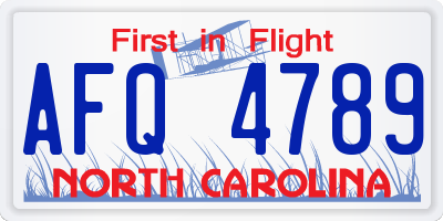 NC license plate AFQ4789