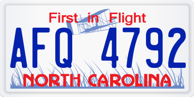 NC license plate AFQ4792