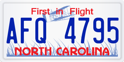 NC license plate AFQ4795
