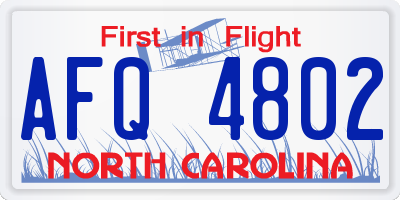 NC license plate AFQ4802