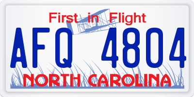 NC license plate AFQ4804