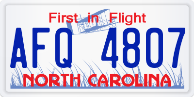 NC license plate AFQ4807
