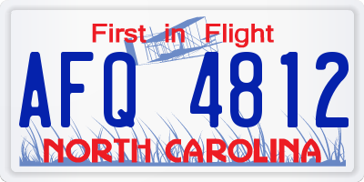 NC license plate AFQ4812