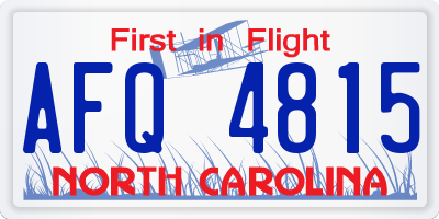 NC license plate AFQ4815