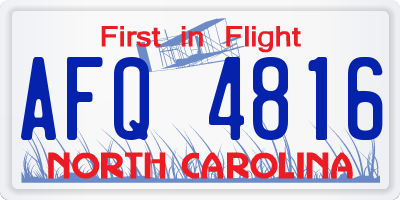 NC license plate AFQ4816