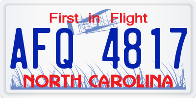 NC license plate AFQ4817