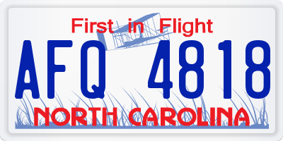 NC license plate AFQ4818