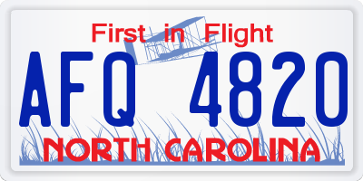 NC license plate AFQ4820