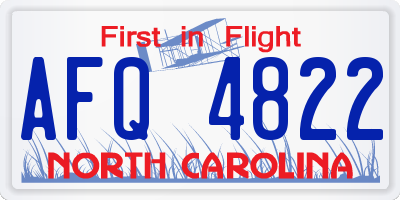 NC license plate AFQ4822