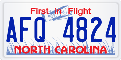 NC license plate AFQ4824