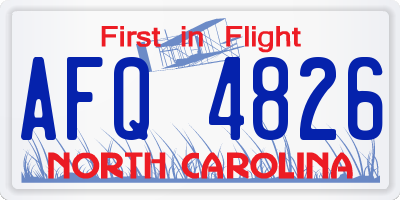 NC license plate AFQ4826