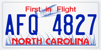 NC license plate AFQ4827