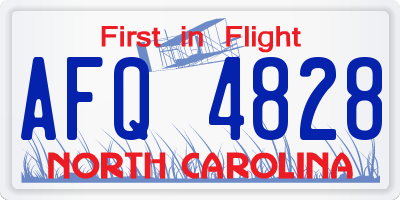 NC license plate AFQ4828