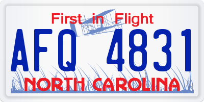 NC license plate AFQ4831