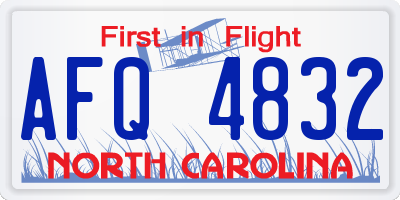 NC license plate AFQ4832