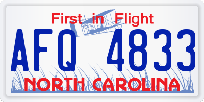 NC license plate AFQ4833