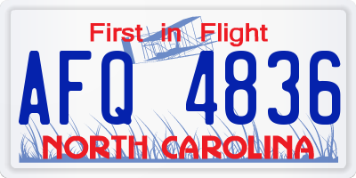 NC license plate AFQ4836