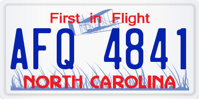 NC license plate AFQ4841