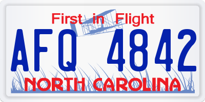 NC license plate AFQ4842