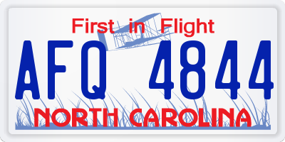 NC license plate AFQ4844