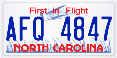 NC license plate AFQ4847