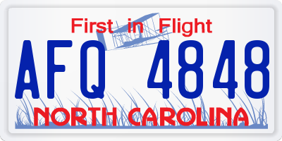 NC license plate AFQ4848