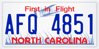NC license plate AFQ4851