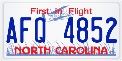 NC license plate AFQ4852