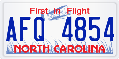 NC license plate AFQ4854