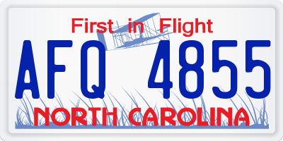 NC license plate AFQ4855