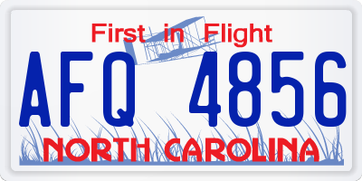 NC license plate AFQ4856