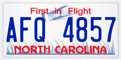 NC license plate AFQ4857