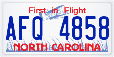 NC license plate AFQ4858